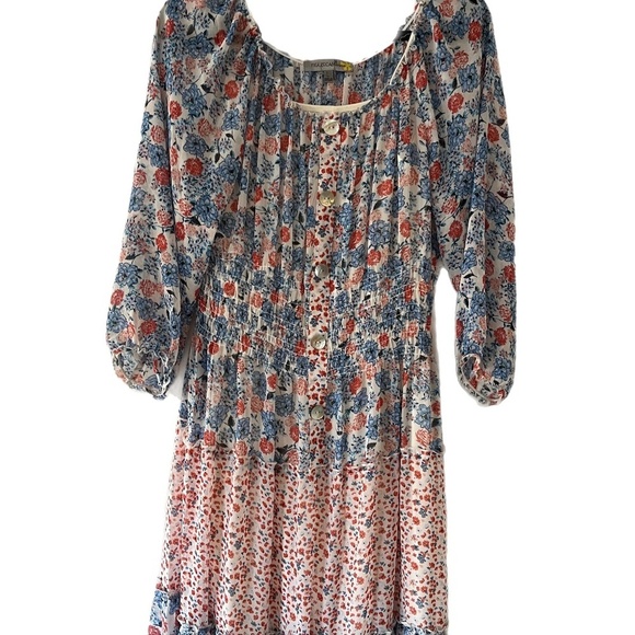 Floral mixed print Feminine Romantic Country Prairie Cottage Core Rodeo Maxi - Picture 1 of 3